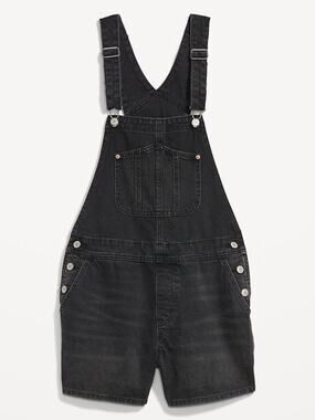 Old Navy Black Denim Short Overalls Shortalls NWT Women's XXL